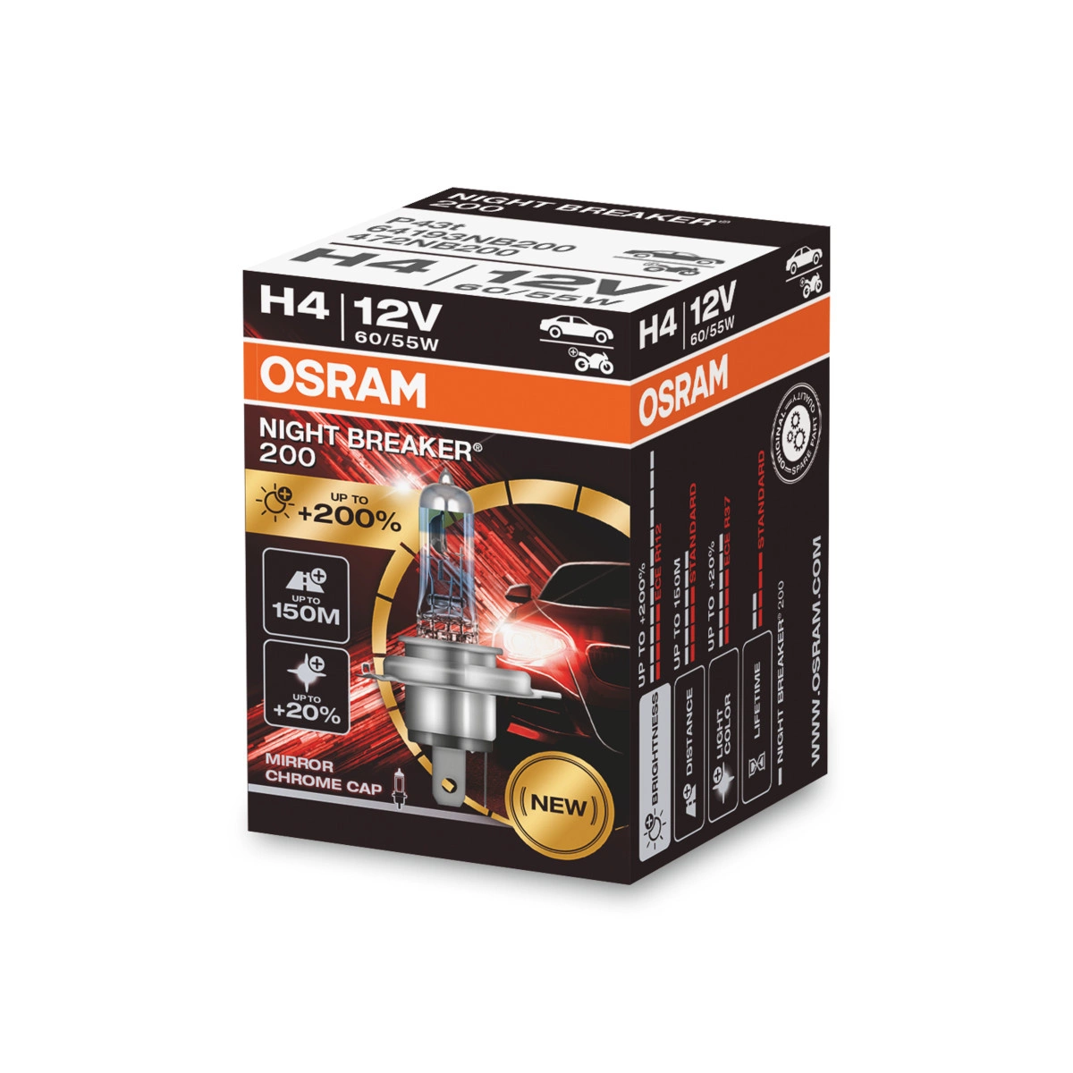 Żarówki H4 OSRAM Night Breaker 200 12V 60/55W - sklep