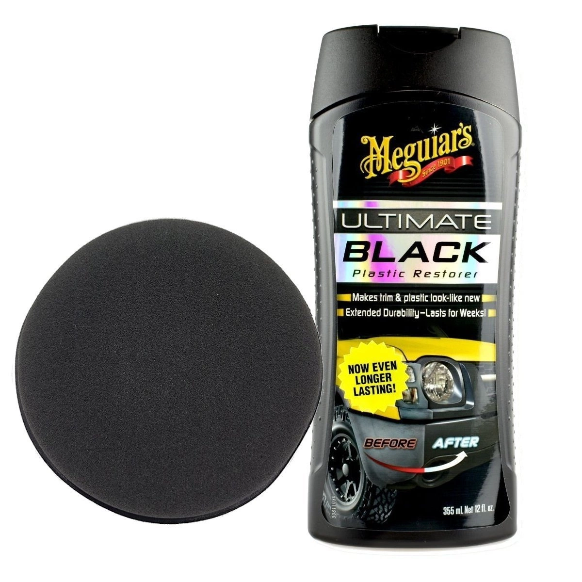 Zestaw: Meguiars Ultimate Black Plastic Restorer żel do plastików 355ml  aplikator • autokosmetyki •