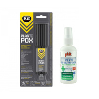 Klej do plastiku K2 Plasti Pox 25g + Plak do dezynfekcji powierzchni