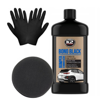 Zestaw: K2 Bono Black czernidło do gumy i plastiku 500ml + aplikator i rękawiczki